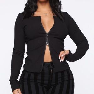 NWT Fashion Nova Deep in my Dreams Ribbed Top zip